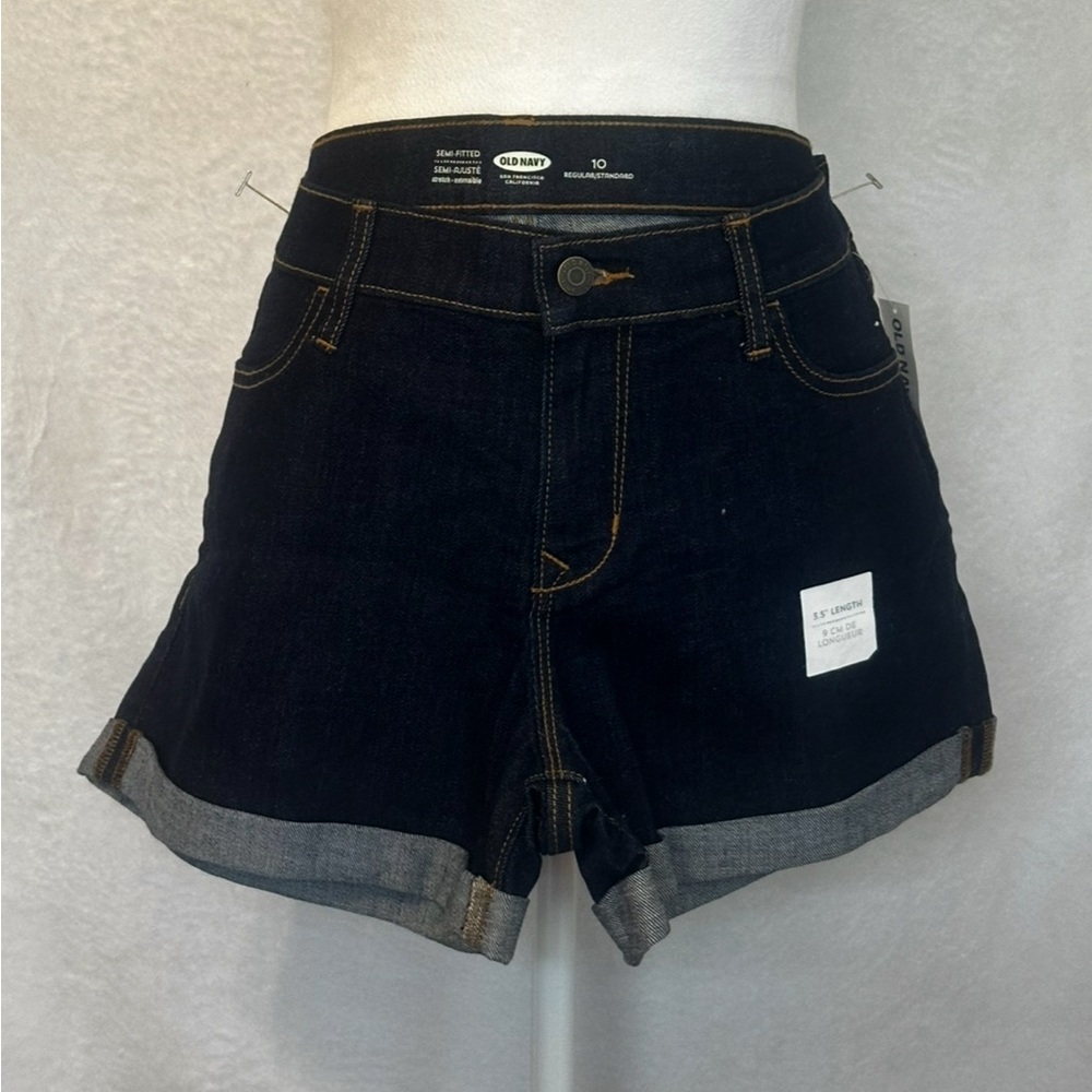 #1430 Old Navy Dark Blue Denim Women Shorts SZ 10